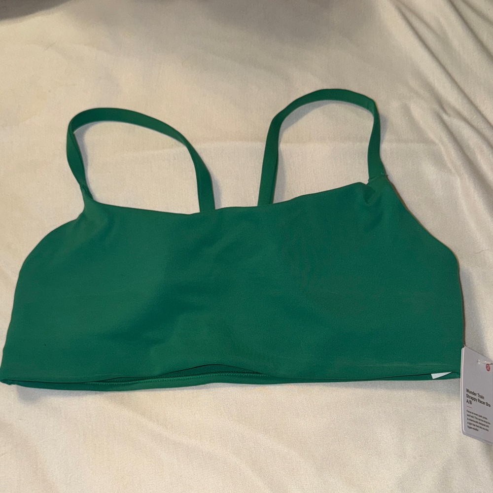 NWT Lululemon Wunder Train Strappy Racer Bra A/B Green size 10 - Picture 3 of 7